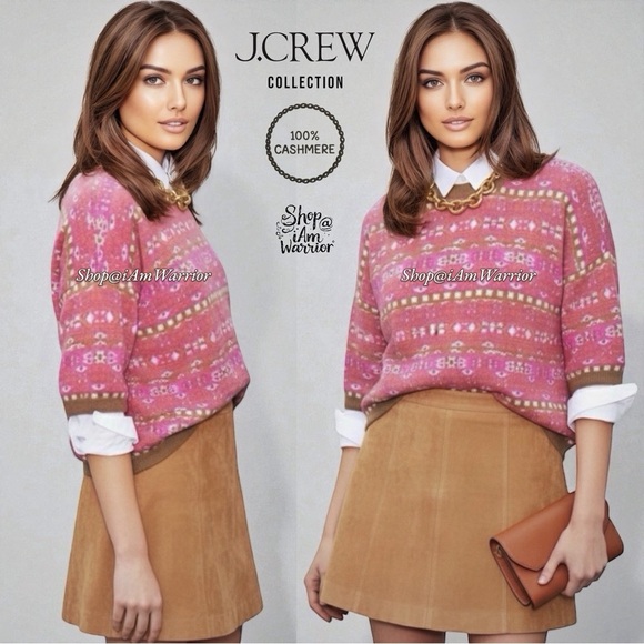 J. Crew Sweaters - J.Crew Collection Italian cashmere digital fair isle short sleeve sweater